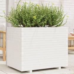 Jardini&egrave;re blanc 90x60x72,5 cm bois de pin massif