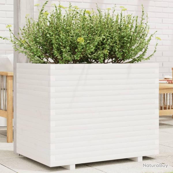 Jardini�re blanc 90x60x72,5 cm bois de pin massif