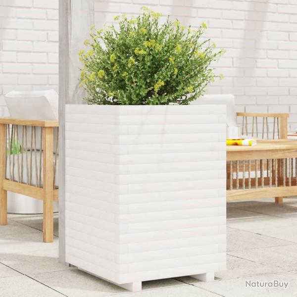Jardini�re blanc 50x50x72 cm bois de pin massif