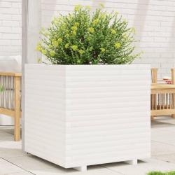 Jardini&egrave;re blanc 70x70x72 cm bois de pin massif
