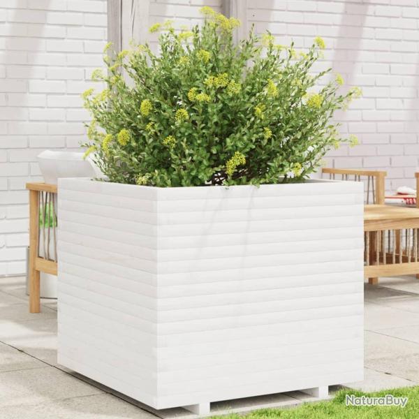 Jardini�re blanc 80x80x72 cm bois de pin massif