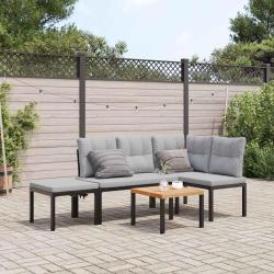 Ensemble de banc de avec coussins 4 pcs noir