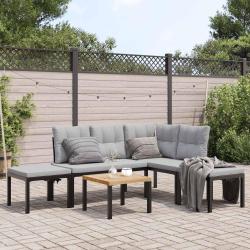 Salon de avec coussins 5 pcs noir acier enduit de poudre