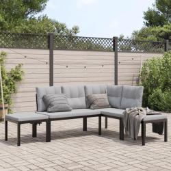 Salon de avec coussins 4 pcs noir acier enduit de poudre