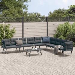 Ensemble de bancs de avec coussins 5 pcs noir