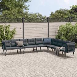 Bancs de avec coussins lot de 4 acier enduit de poudre