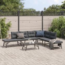 Ensemble de bancs de avec coussins 5 pcs noir