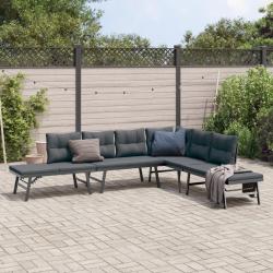 Bancs de avec coussins lot de 4 acier enduit de poudre