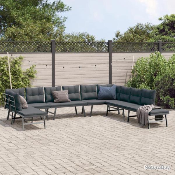 Ensemble de bancs de avec coussins 7 pcs noir