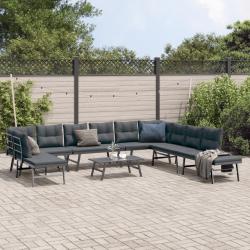Bancs de avec coussins lot de 6 acier enduit de poudre