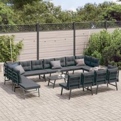 Ensemble de bancs de avec coussins 9 pcs noir