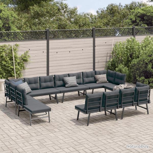 Bancs de avec coussins lot de 8 acier enduit de poudre