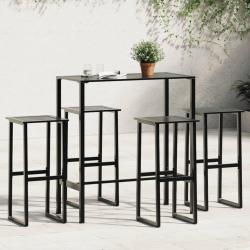 Ensemble de bar de 5 pcs noir acier enduit de poudre
