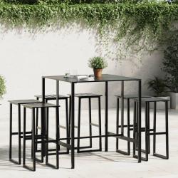Ensemble de bar de 7 pcs noir acier enduit de poudre
