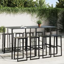 Ensemble de bar de 9 pcs noir acier enduit de poudre