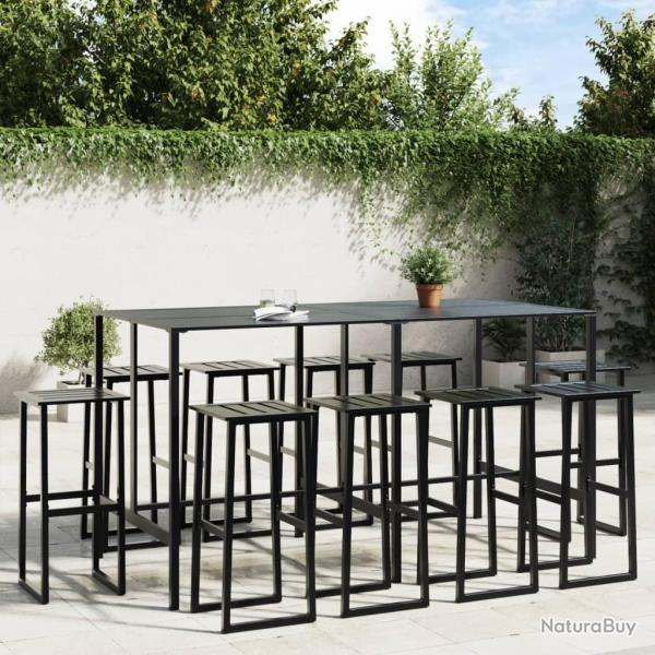 Ensemble de bar de 11 pcs noir acier enduit de poudre
