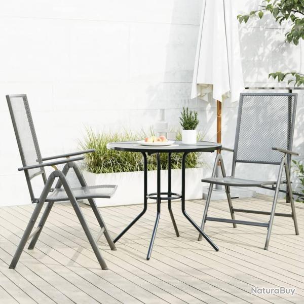 Ensemble de chaises de inclinables 3 pcs anthracite