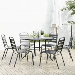 Ensemble de chaises de empilables 7 pcs anthracite