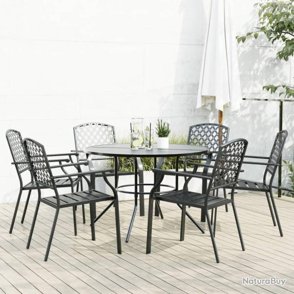 Ensemble de chaises de empilables 7 pcs anthracite