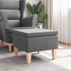 Tabouret avec pieds en bois Gris fonc&eacute; Tissu