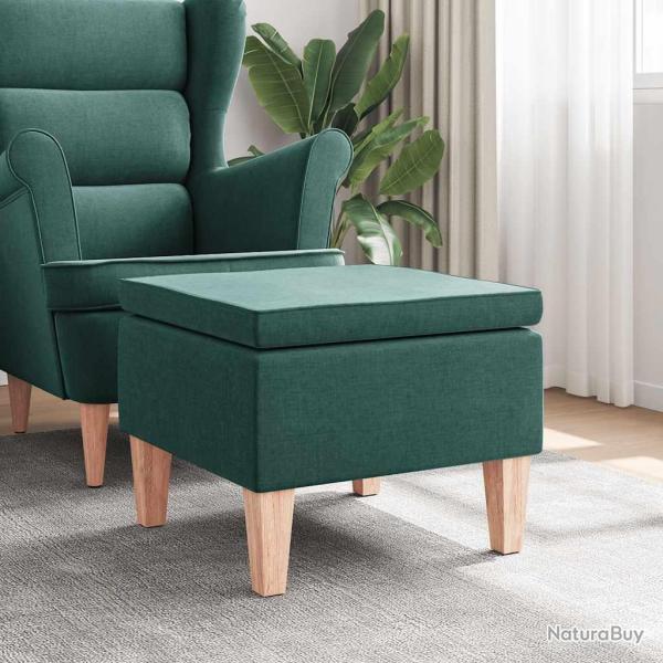 Tabouret avec pieds en bois Vert fonc� Tissu