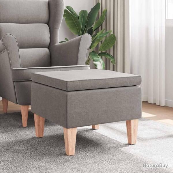 Tabouret avec pieds en bois Taupe Tissu