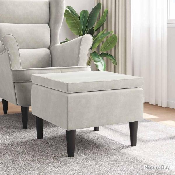 Tabouret avec pieds en bois Velours cr�me