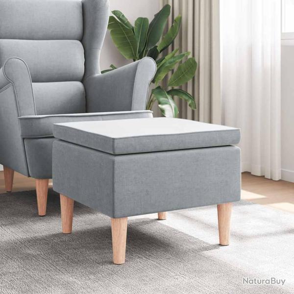 Tabouret avec pieds en bois Gris clair Tissu