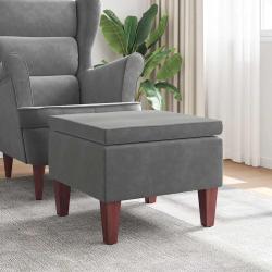 Tabouret avec pieds en bois Gris fonc&eacute; Velours