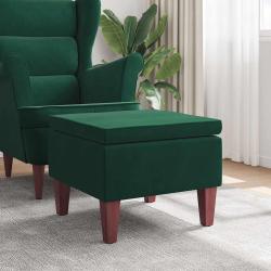 Tabouret avec pieds en bois Vert fonc&eacute; Velours