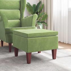 Tabouret avec pieds en bois Vert clair Velours