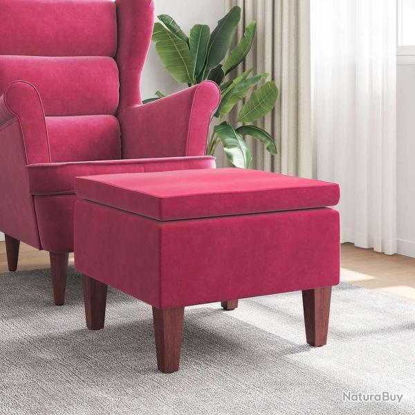 Tabouret avec pieds en bois Rouge bordeaux Velours