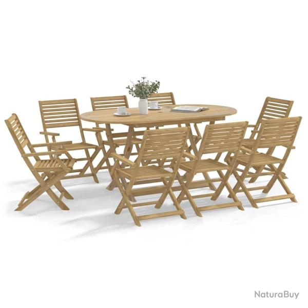 Ensemble table et chaises, 9 pi�ces, bois d'acacia solide, pour la salle � manger