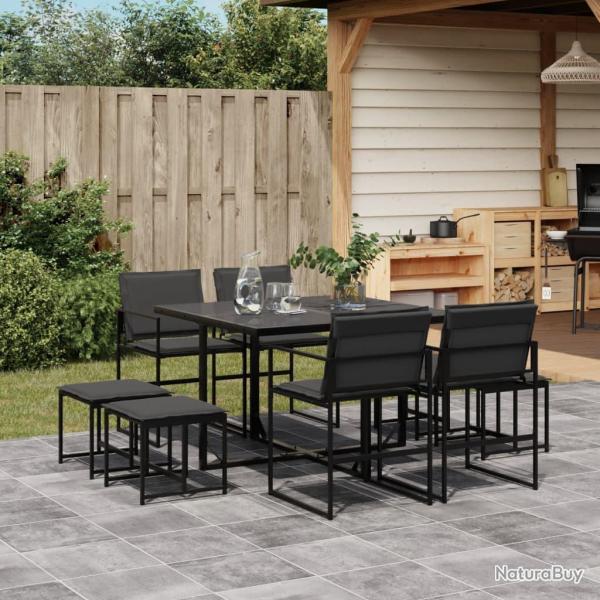 Ensemble � manger de avec coussins 9 pcs noir textil�ne