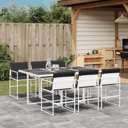 Ensemble &agrave; manger de avec coussins 7 pcs blanc textil&egrave;ne