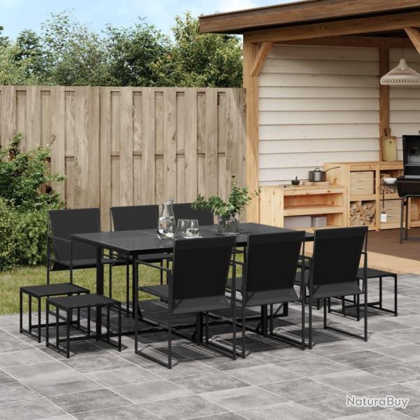 Ensemble � manger de 11 pcs noir textil�ne