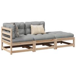 Salon de 3 pcs avec coussins bois de pin massif