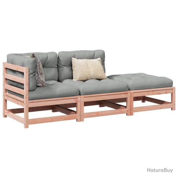Salon de 3 pcs et coussins bois massif sapin de douglas