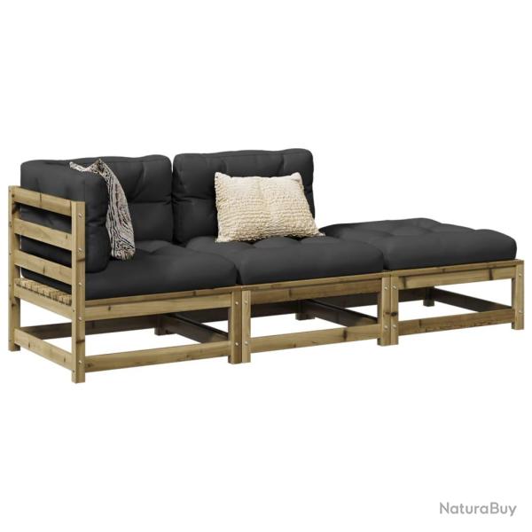 Salon de 3 pcs avec coussins bois de pin impr�gn�
