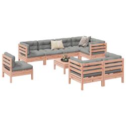 Salon de 9 pcs avec coussins sapin de douglas solide