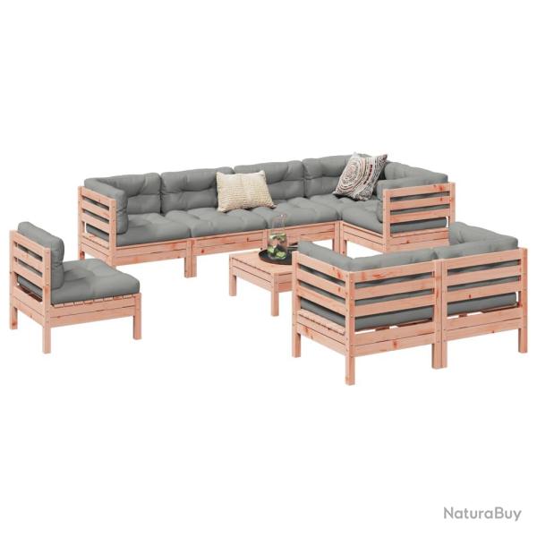 Salon de 9 pcs avec coussins sapin de douglas solide