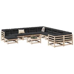 Salon de 12 pcs bois de pin massif