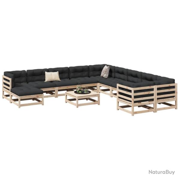 Salon de 12 pcs bois de pin massif