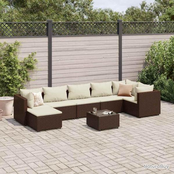 Salon de avec coussins 8 pcs marron r�sine tress�e