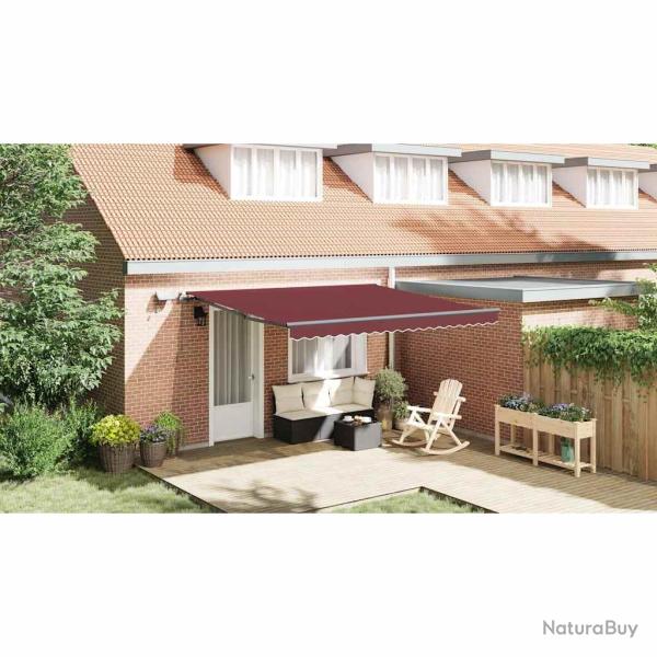 Auvent manuel r�tractable avec LED bordeaux 400x300 cm
