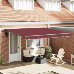 Auvent &eacute;lectrique, 100 % polyester, bordeaux, pour la terrasse, 4 &times; 3 m