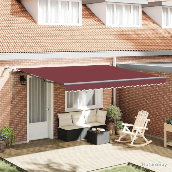 Auvent r�tractable automatique avec LED bordeaux 400x300 cm
