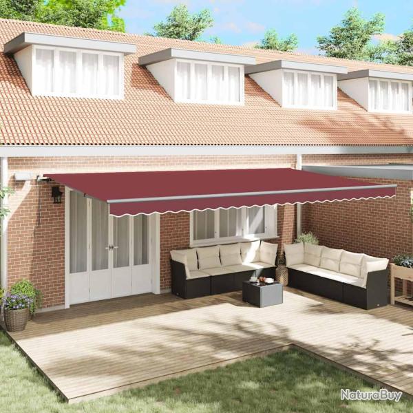Auvent manuel r�tractable avec LED bordeaux 600x300 cm
