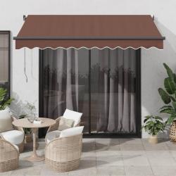 Auvent r&eacute;tractable automatique avec LED marron 350x250 cm