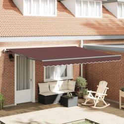 Auvent &eacute;lectrique, 100 % polyester, marron, pour la terrasse, 4 &times; 3 m